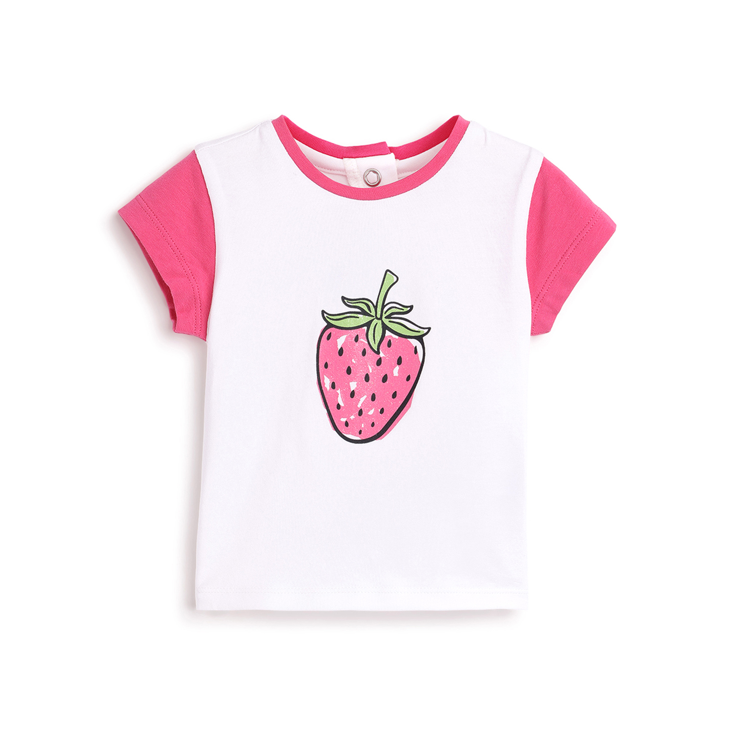 Girls Printed Short Sleeve T-Shirt-Dark - Pink